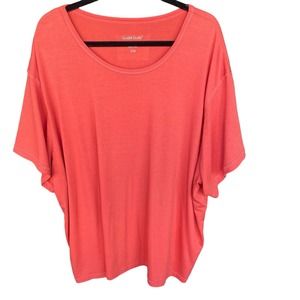 Cuddl Duds Shirt Womens Plus Size 3XLB Coral Tee Short Sleeve Stretch‎ Spring